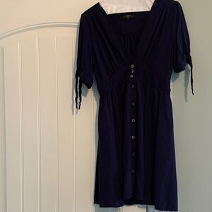 Frnch Paris Dark Blue Mini Dress with Button Detail from boutique-medium